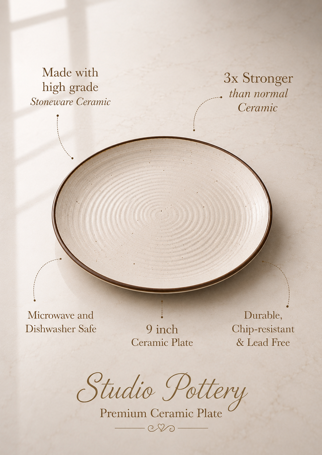 Ceramic  Plate Set of 2 9 inch Microwave Safe