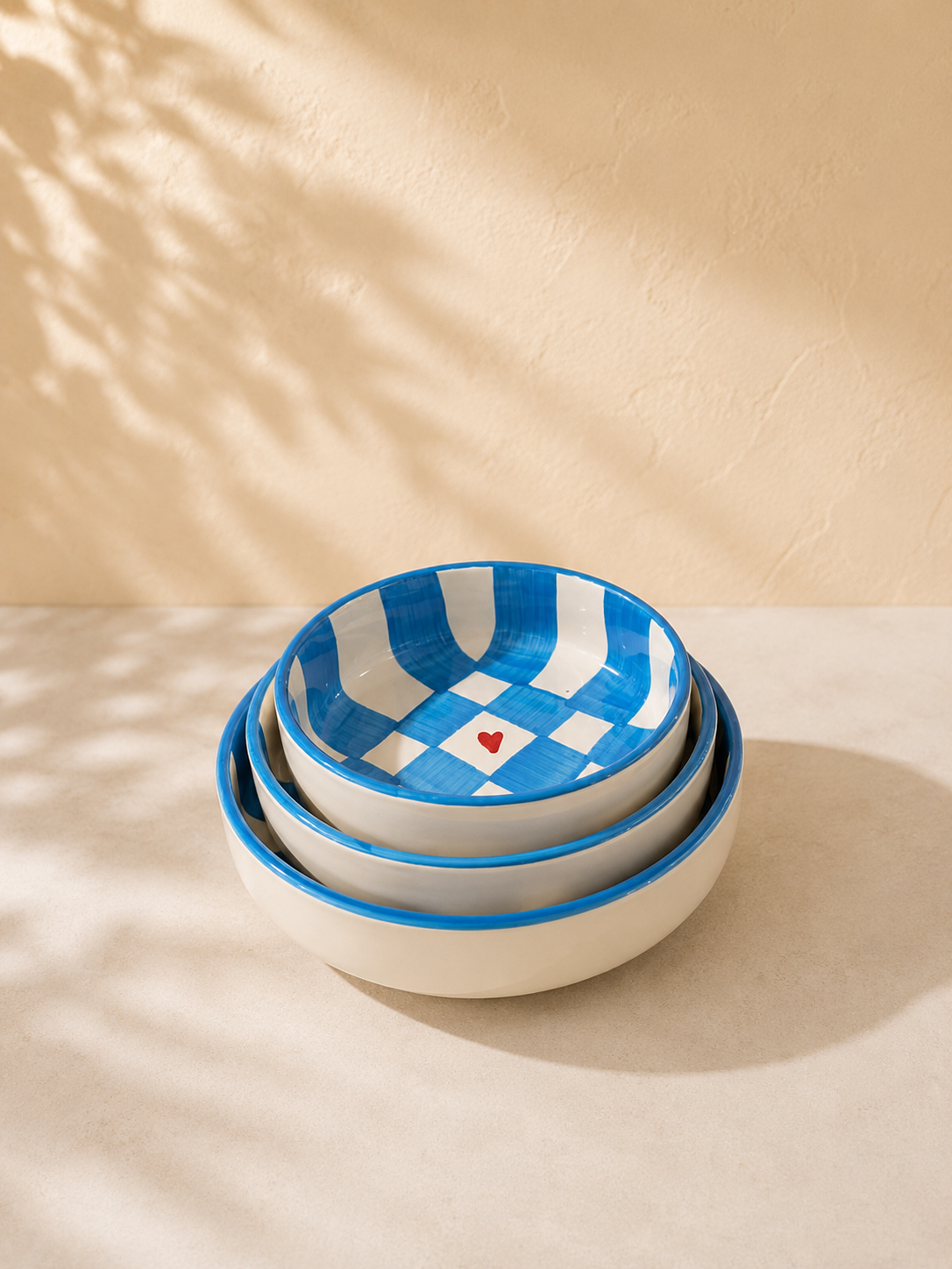 Ceramic Hand Painted Flat Bowl Set of 3