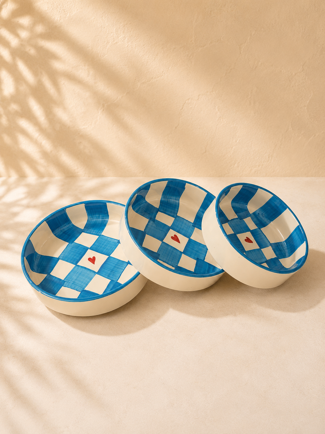 Ceramic Hand Painted Flat Bowl Set of 3