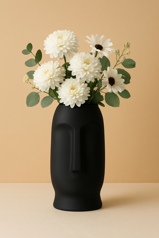 Long Face Ceramic Statement Vase - 8 inch