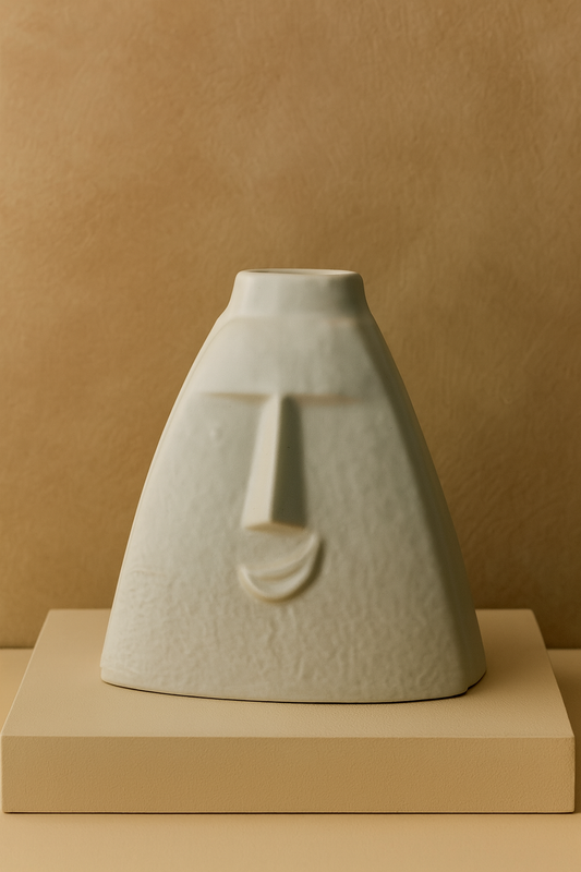 Round Ceramic Face Vase - 6