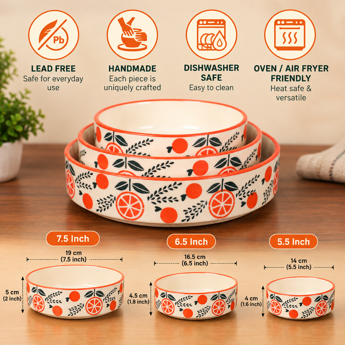 Orangina ceramic flat bowls