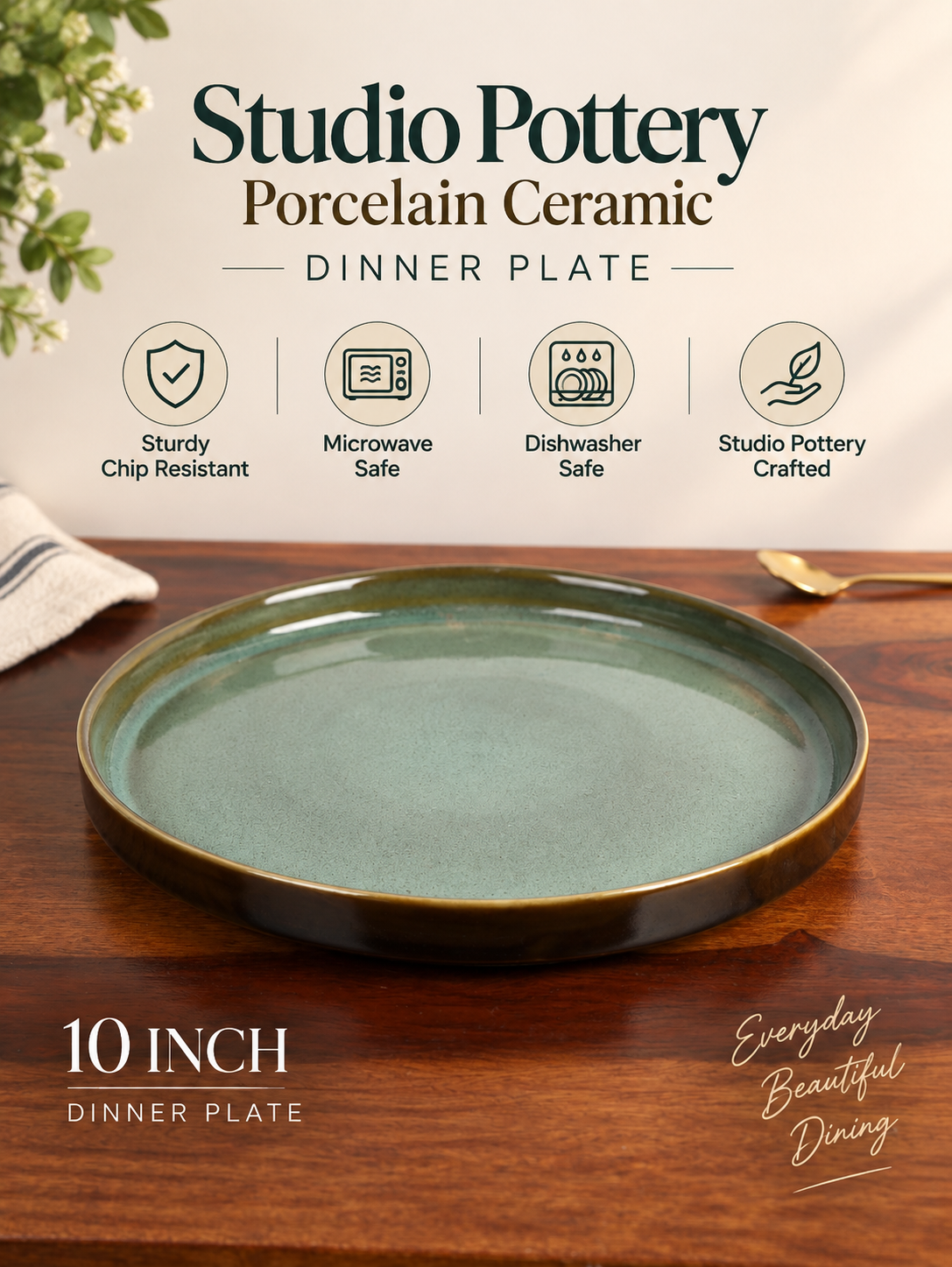 Studio Pottery Porcelain Ceramic Dinner Plate