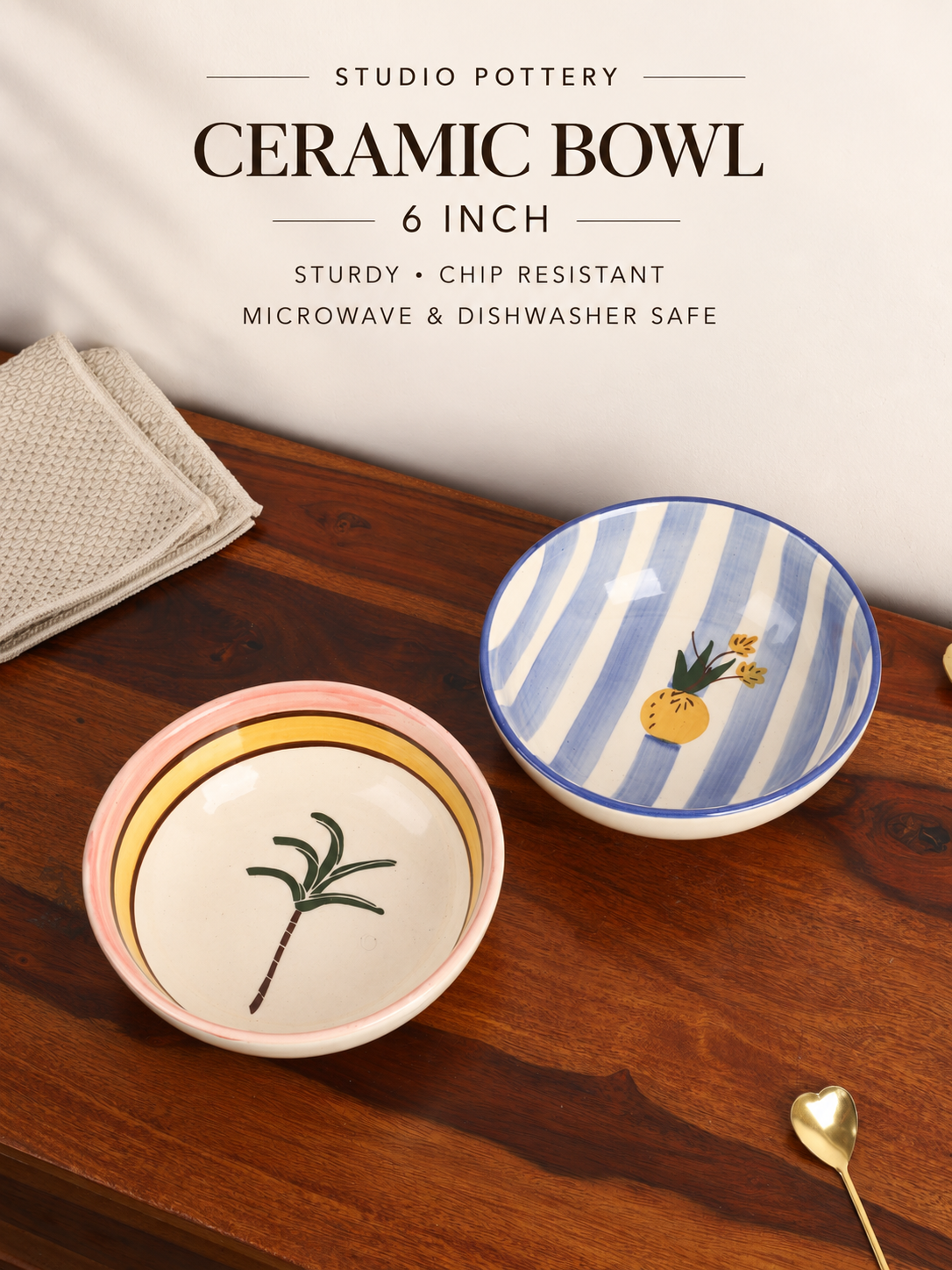 Ceramic Hand-Painted Bowl Set of 2