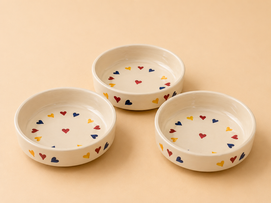 Ceramic heart heart Flat Bowl Set of 3