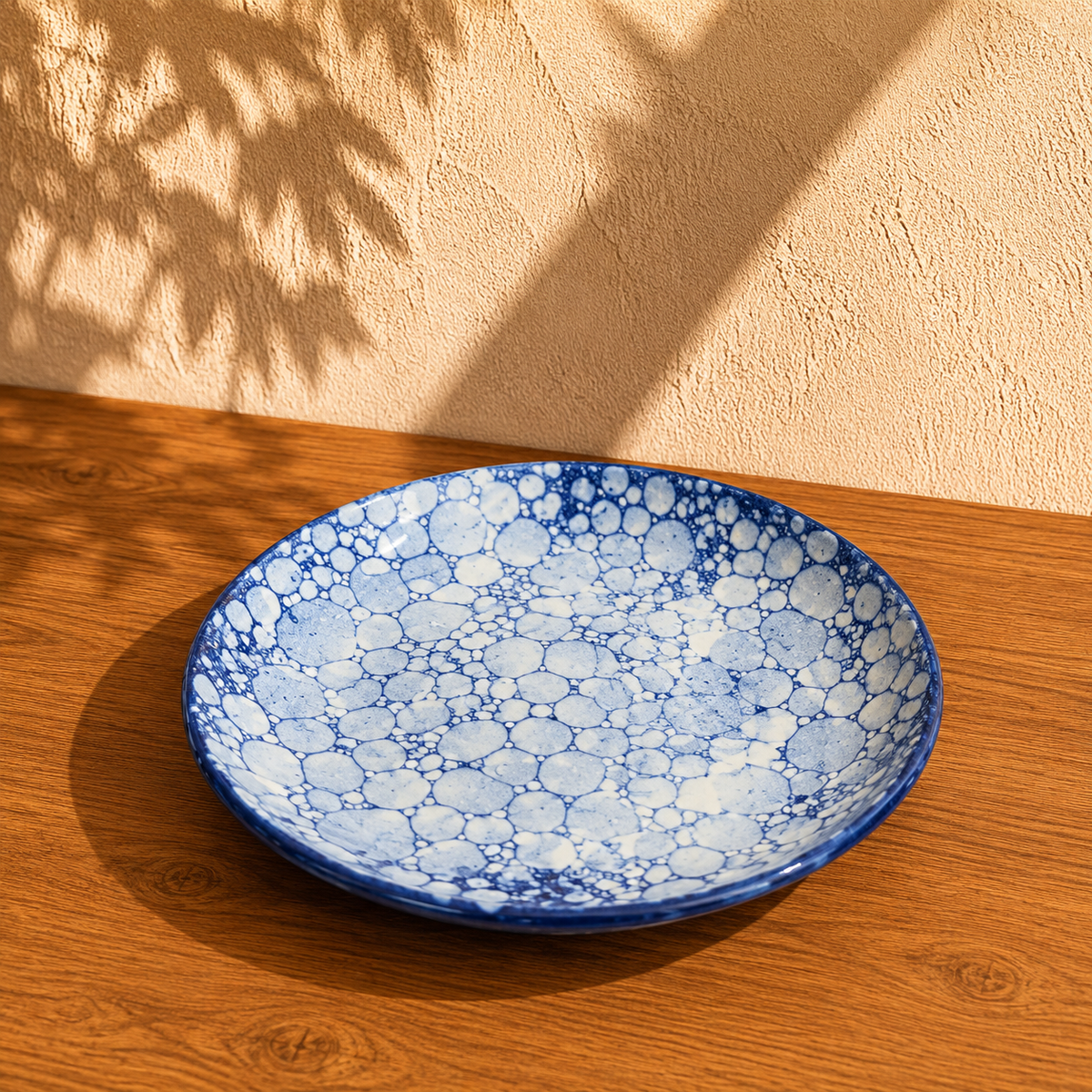Bubbles blue ceramic plate