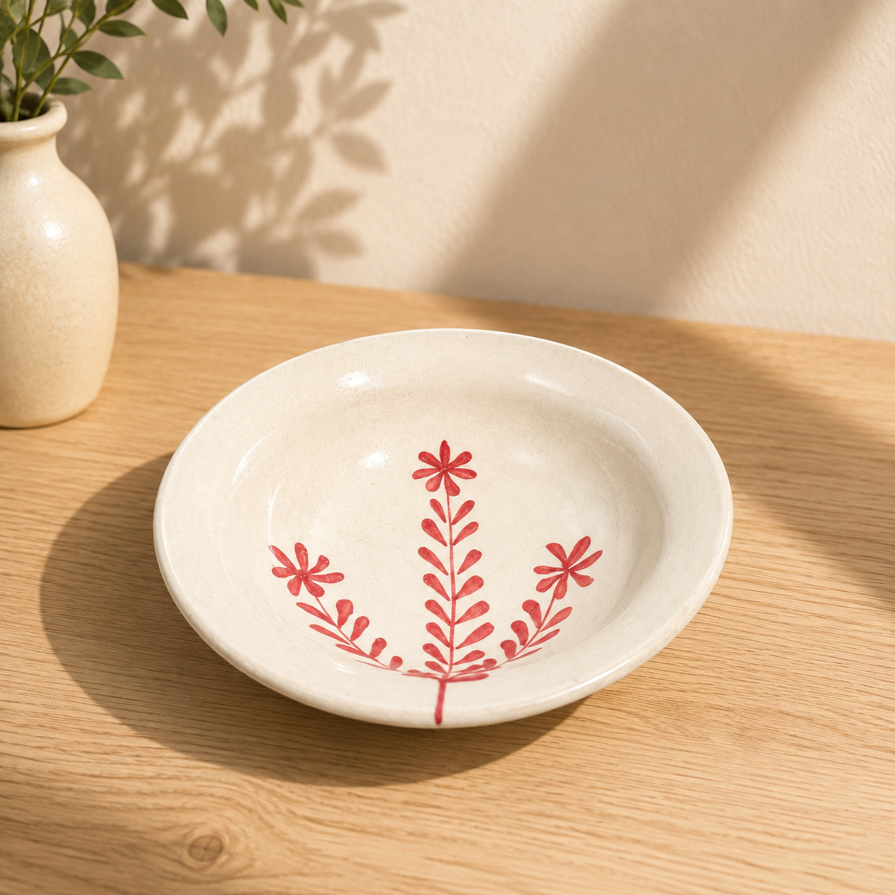 Rose ceramic pasta plate