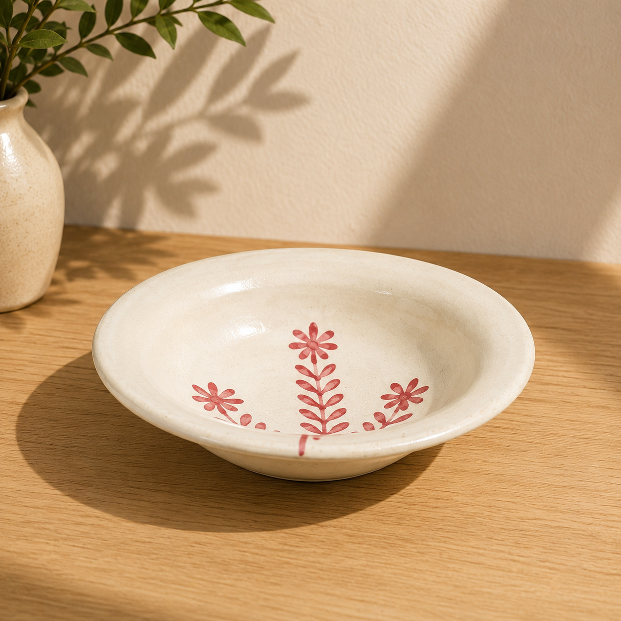 Rose ceramic pasta plate
