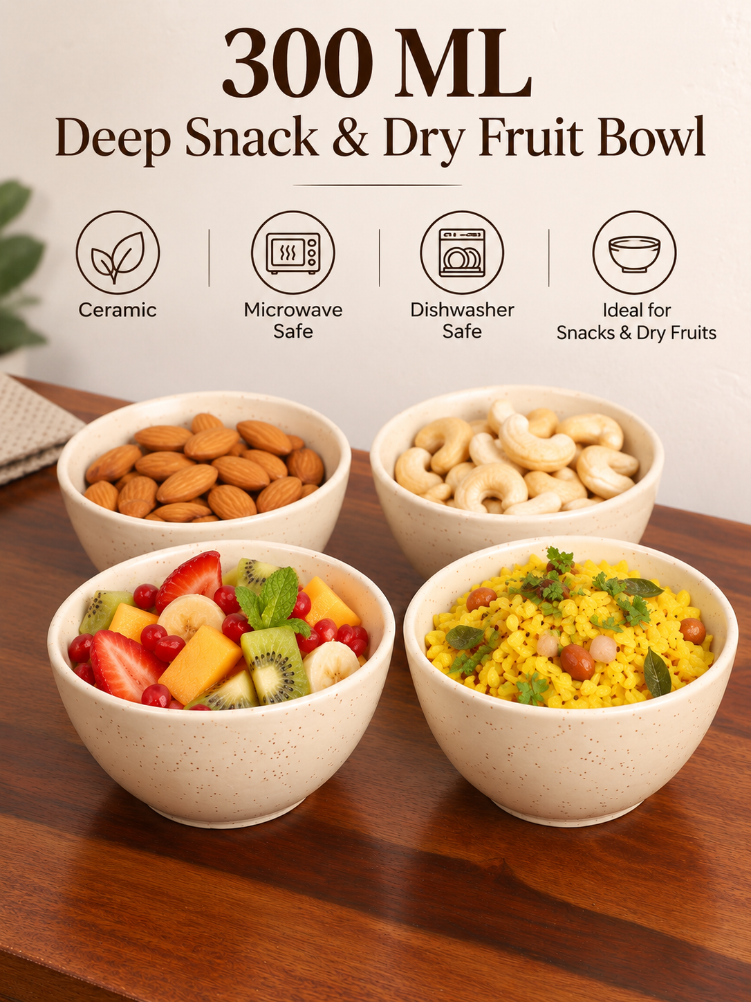 Studio Pottery Deep Snack Bowl Set of 4