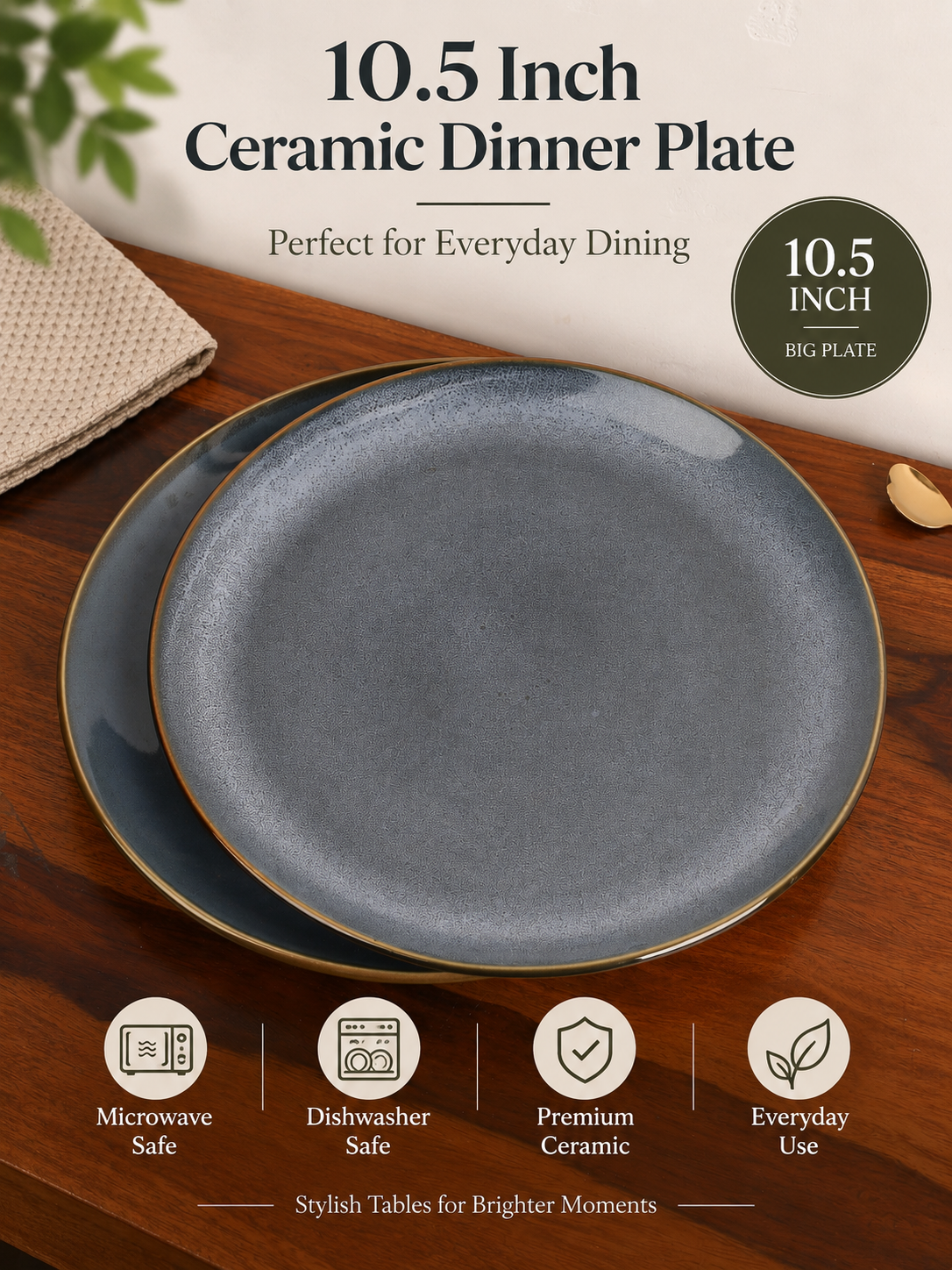 Studio Pottery Ceramic Dinner Plate Set of 2