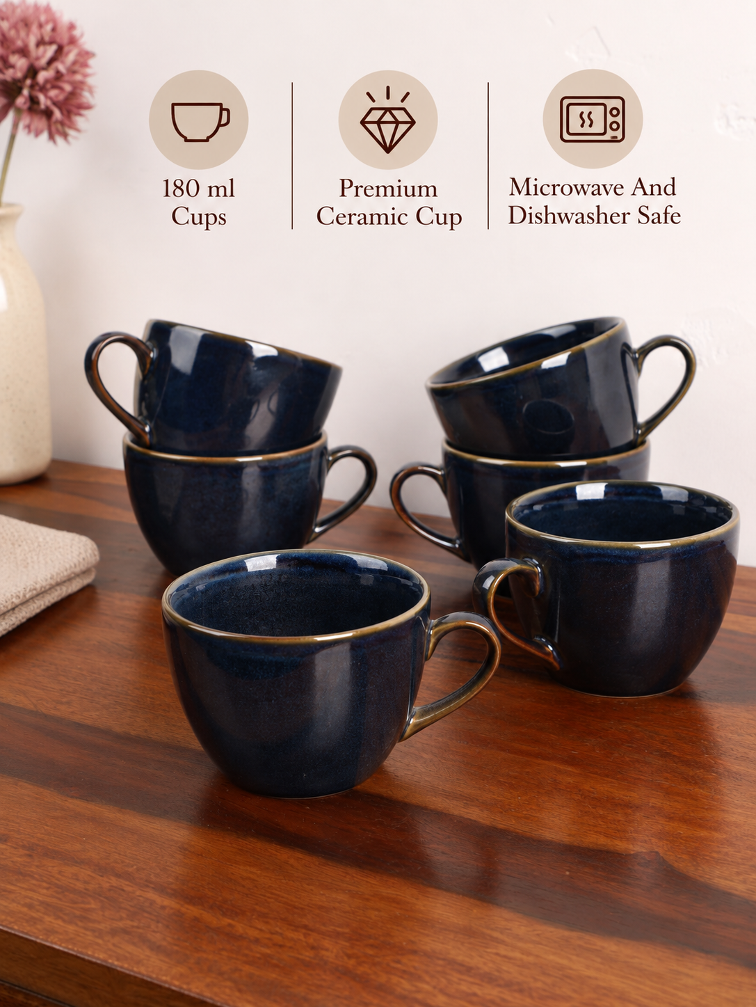 Studio Pottery Ceramic Tea Cups Set of 6