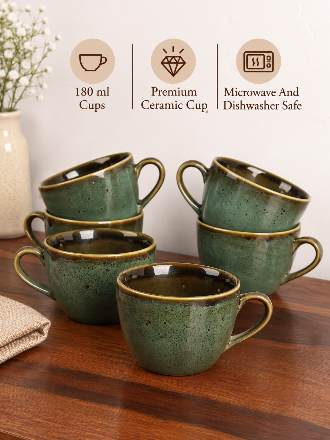 Studio Pottery Ceramic Tea Cups Set of 6