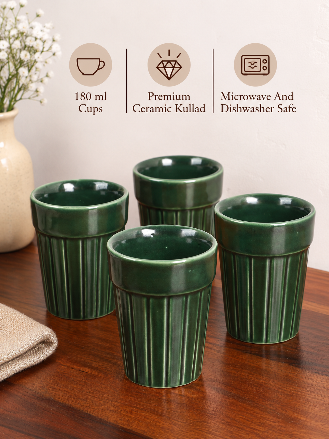 Studio Pottery Ceramic Tea Cups Set of 4