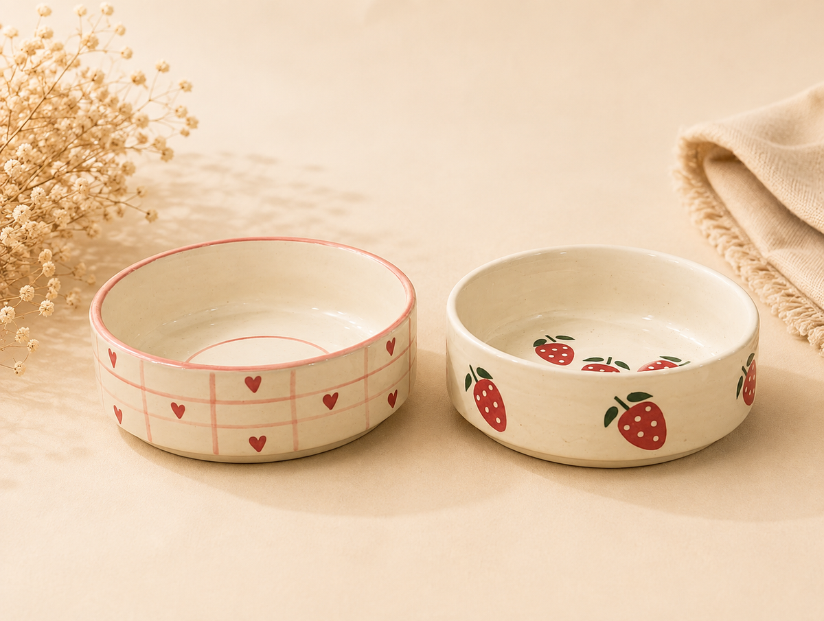 Heart & berry flat bowl