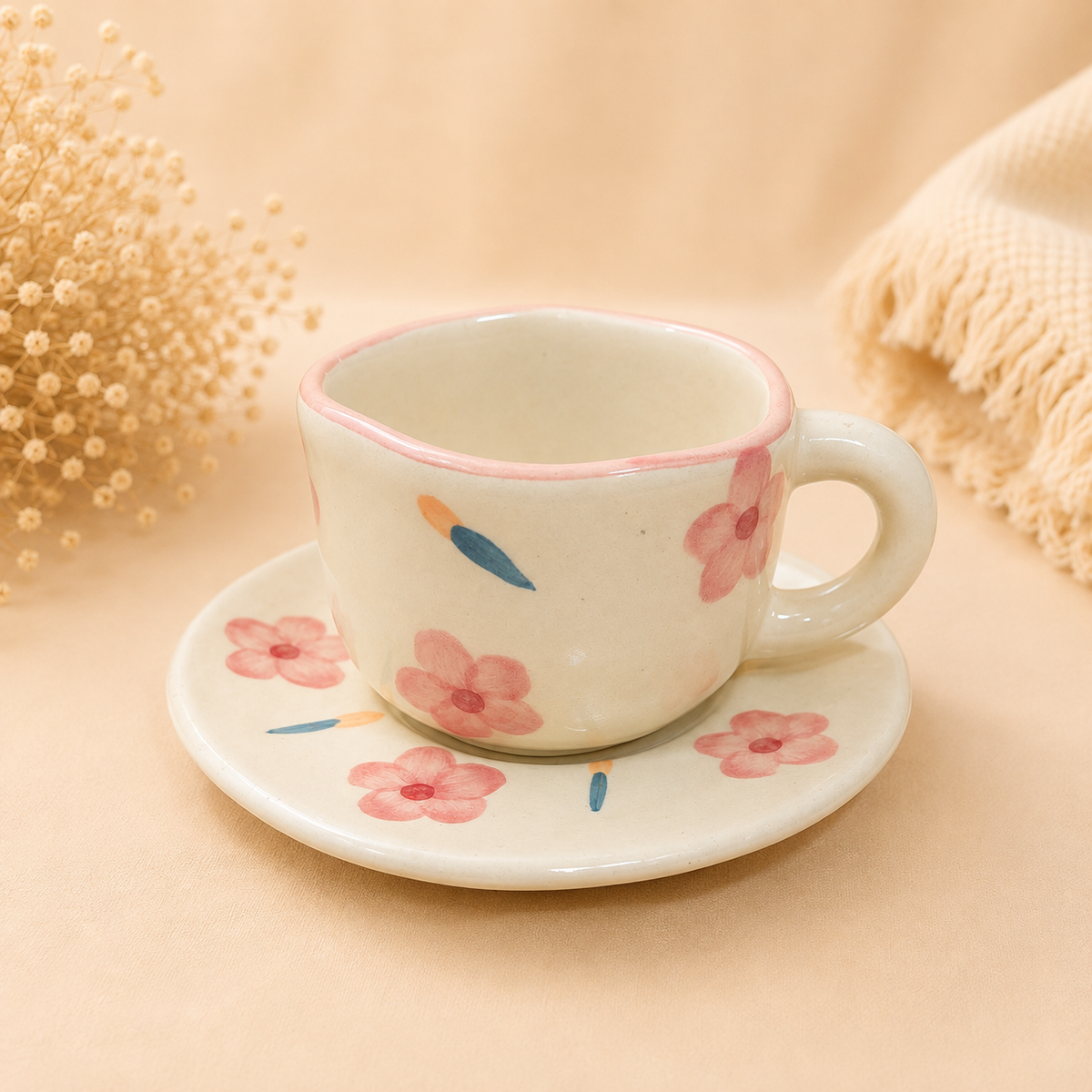 Peony flower mug