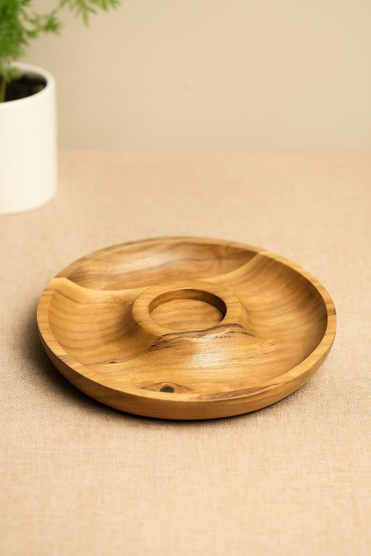 Acacia Wood 10-Inch Chip & Dip Platter