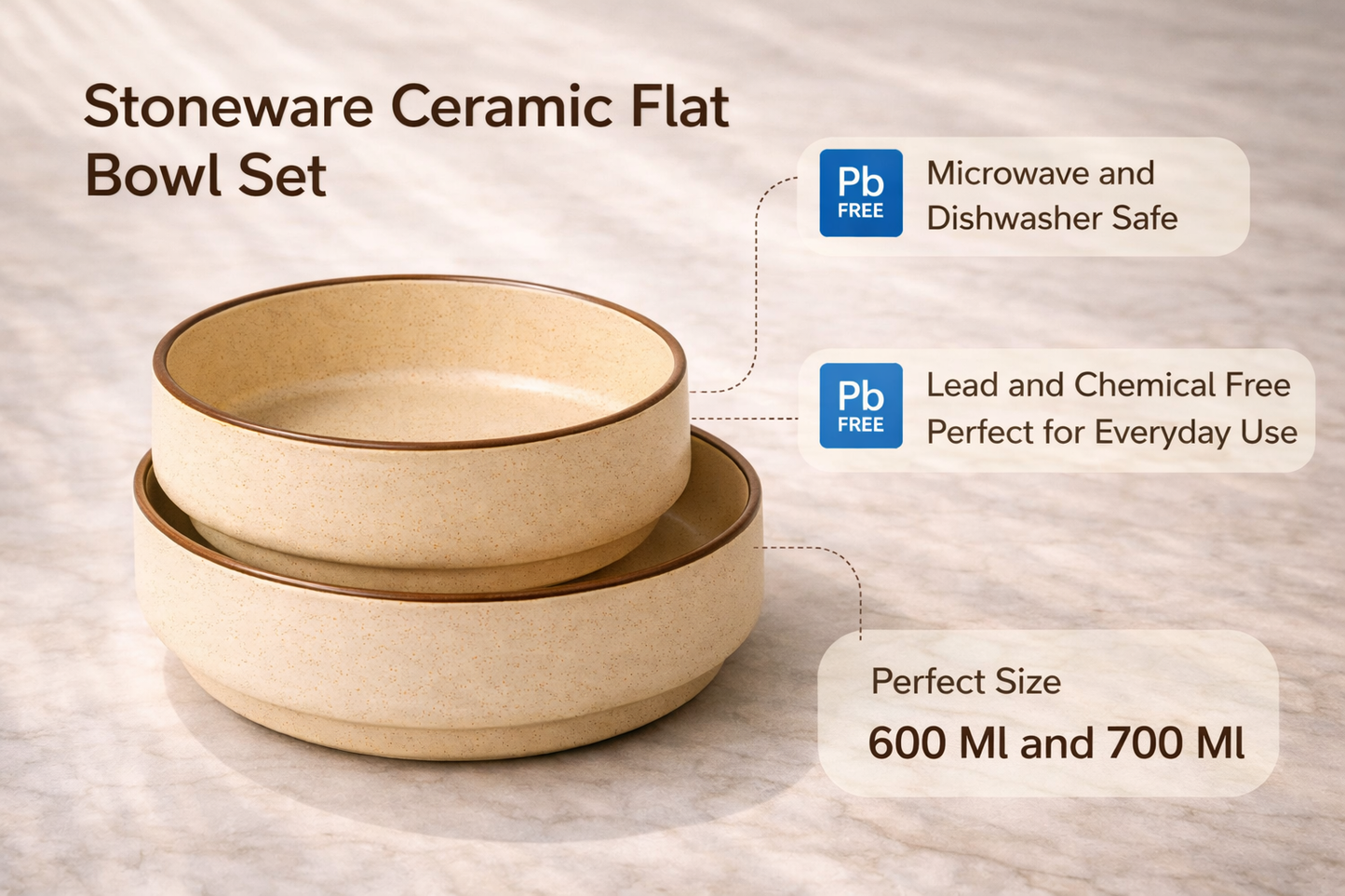 Flat Bowl Set of 2 ( 6.5 inch and 5.5 inch )