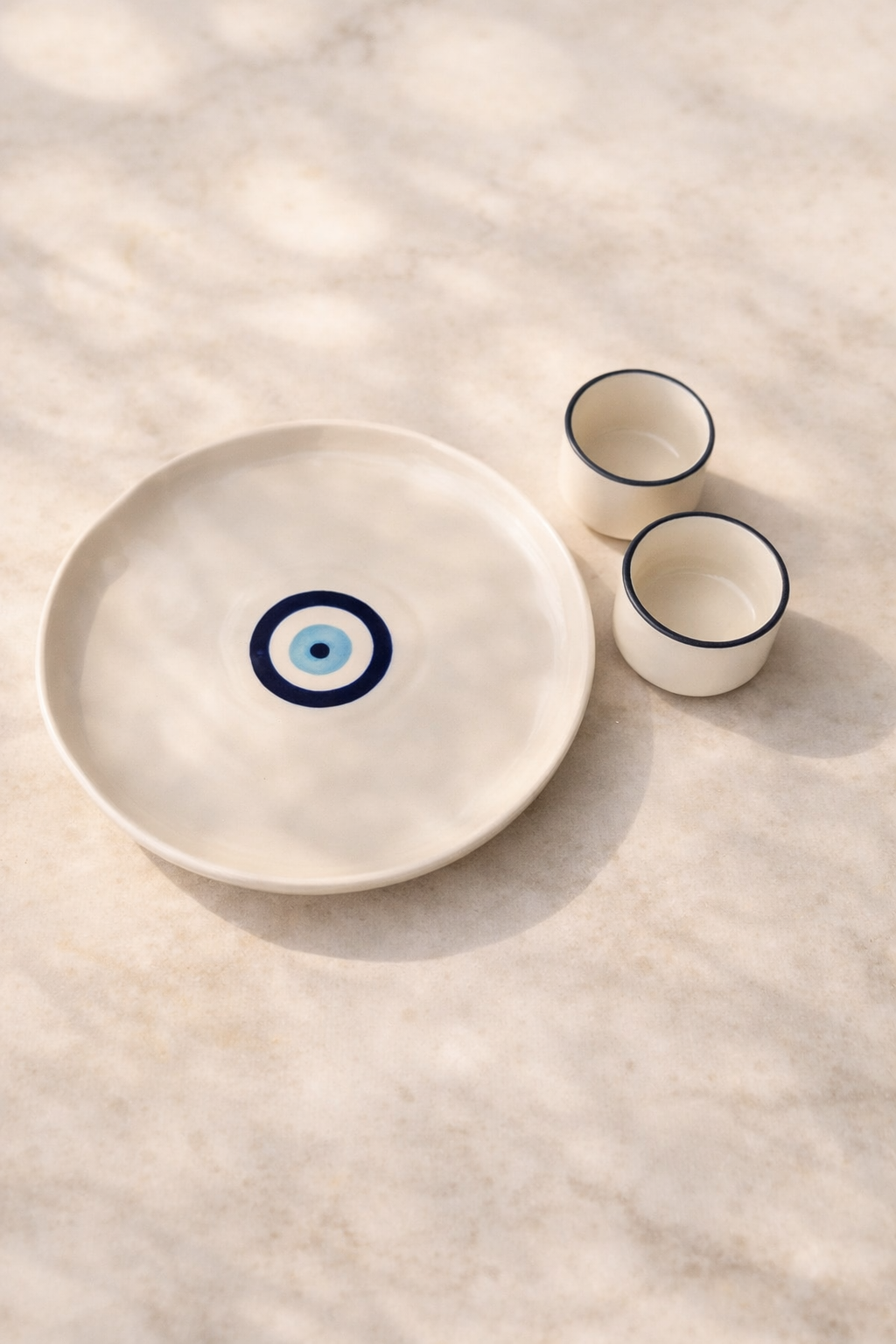 Ceramic Aesthetic Heart Plate with Dip Bowl ( Set of 3 )