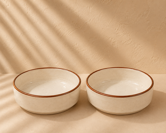Classic Ceramic Flat Bowl Set of 2