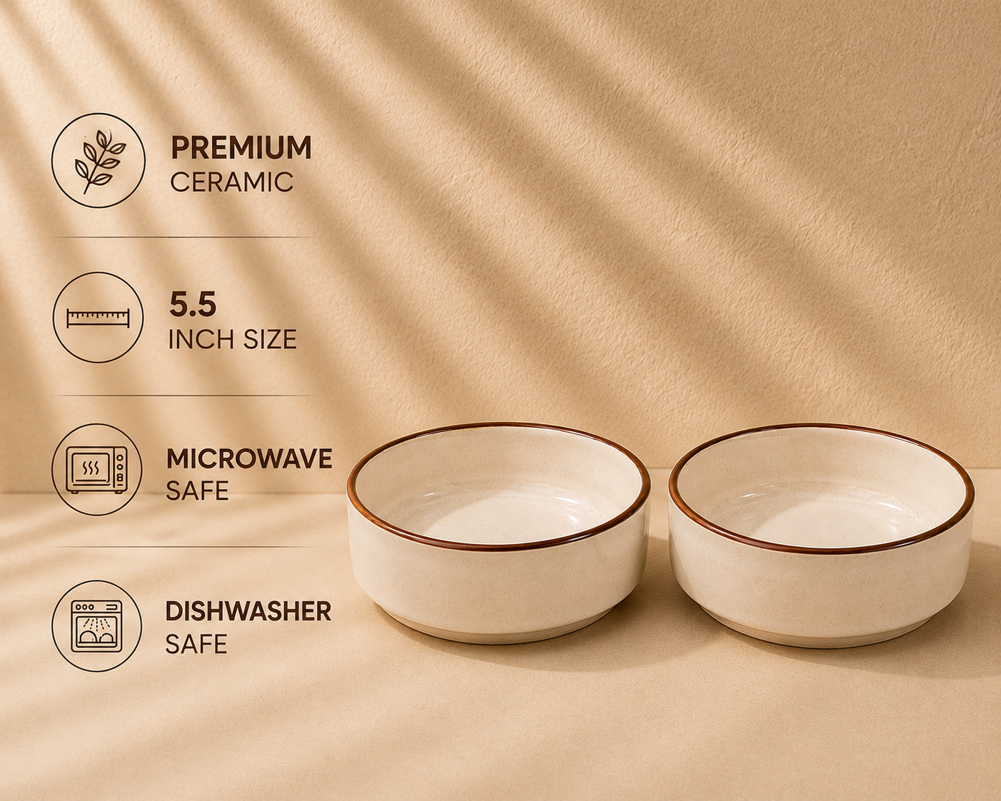 Classic Ceramic Flat Bowl Set of 2