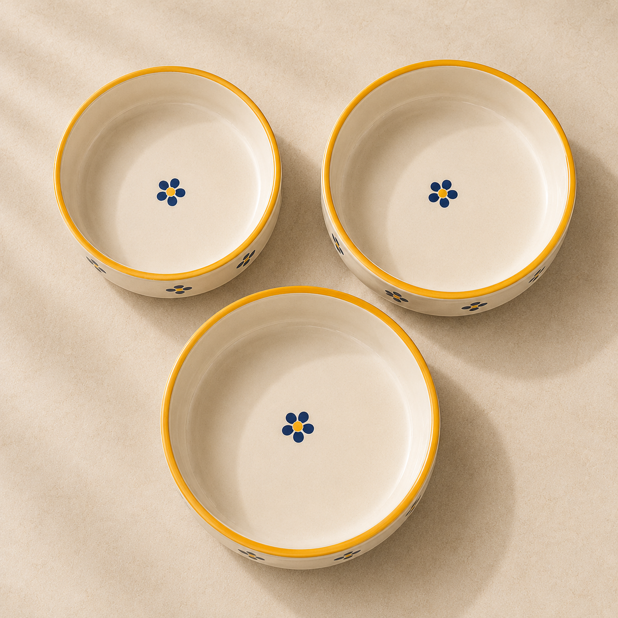 Ceramic Hand Painted Flat Bowl Set of 3