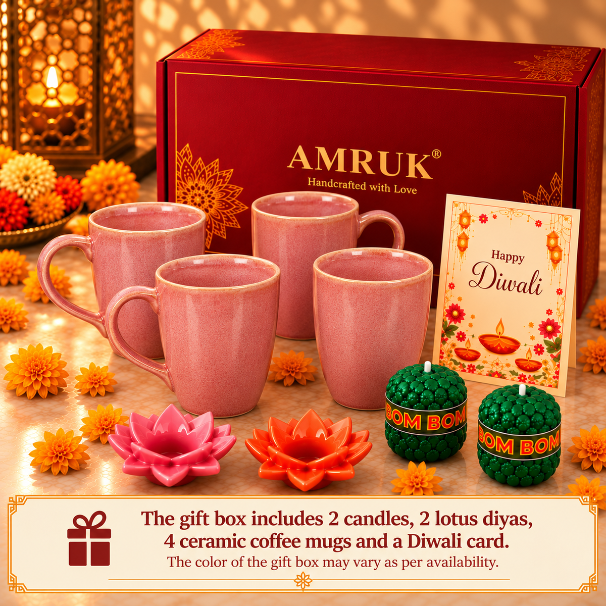 Baby pink coffee cups gift set
