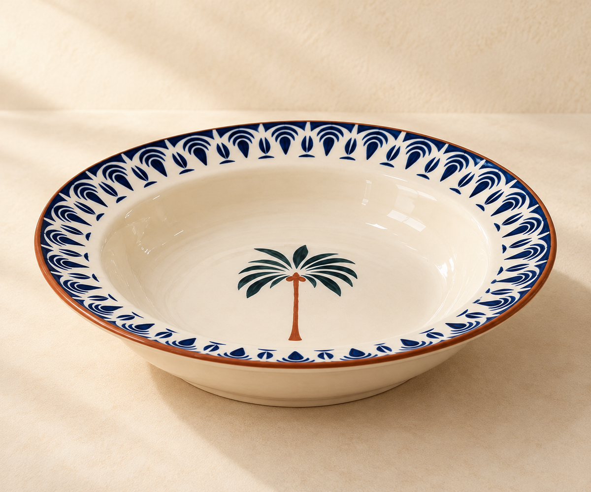 Studio Pottery Moroccan Style Ceramic Pasta Plate 8 inch