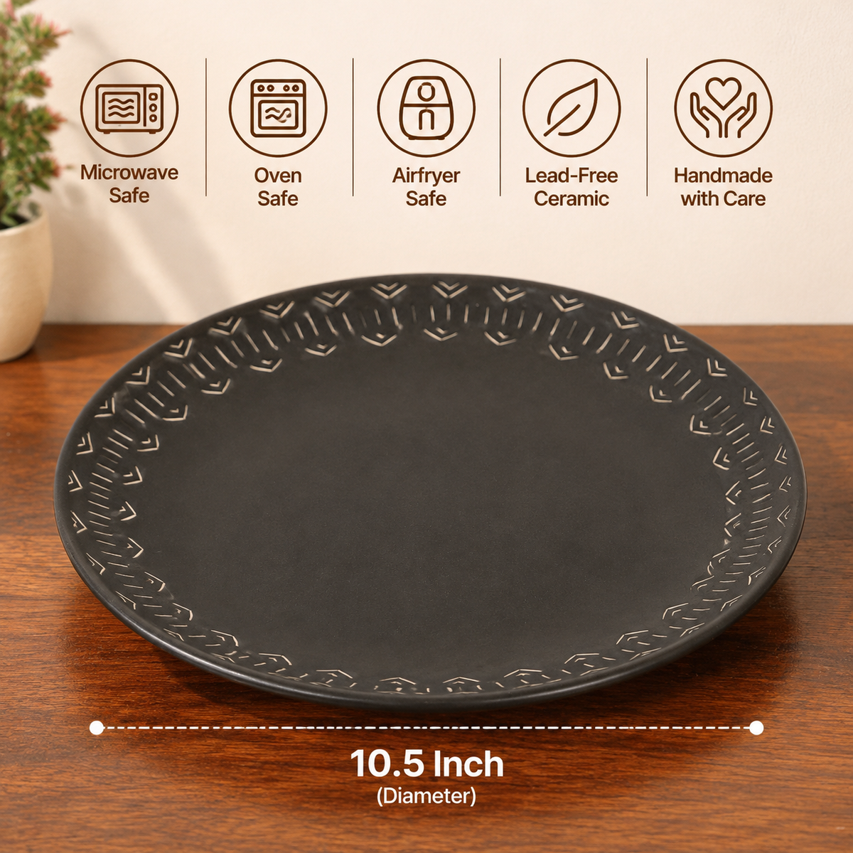 Black  boho dinner plate