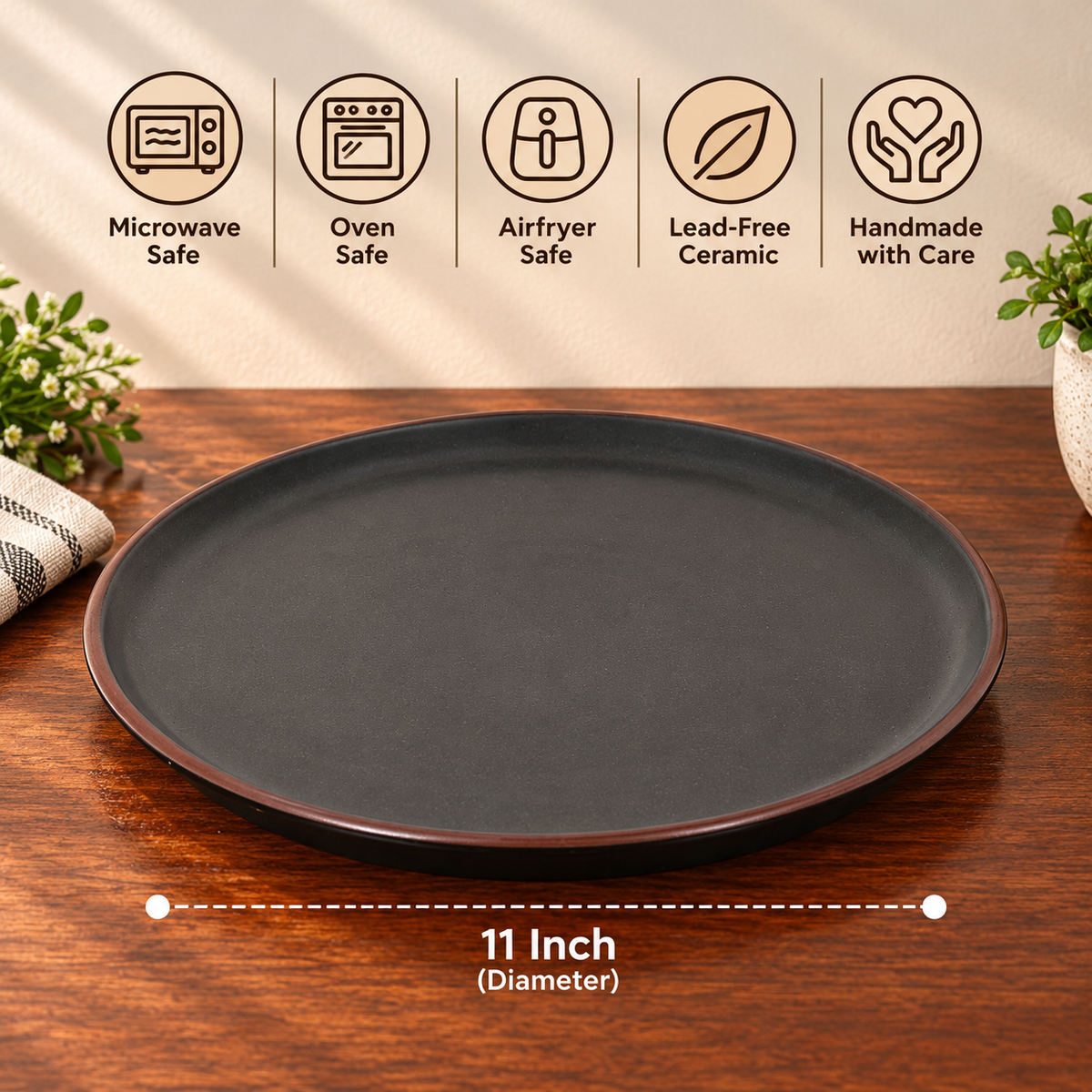 Charcoal dinner plate
