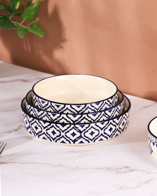 Neel flat bowls Set of 3 ( Microwave Safe)