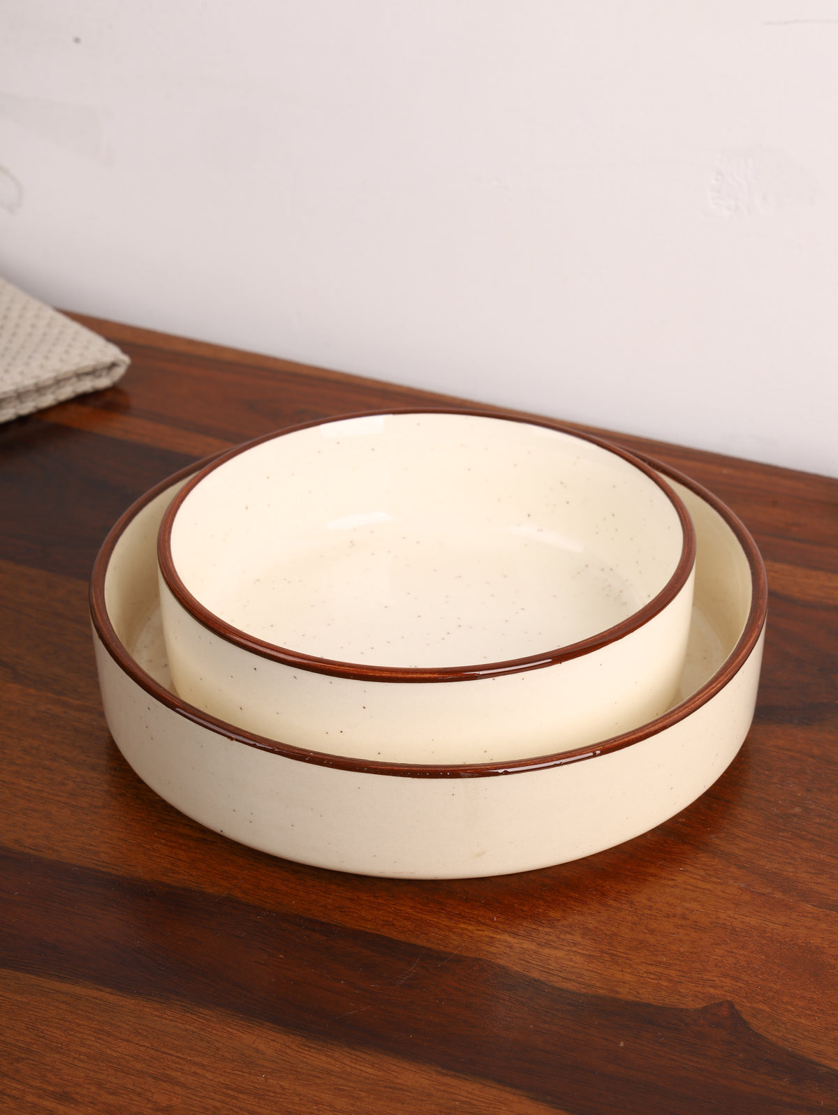 Studio Pottery Flat Bowl Set of 2