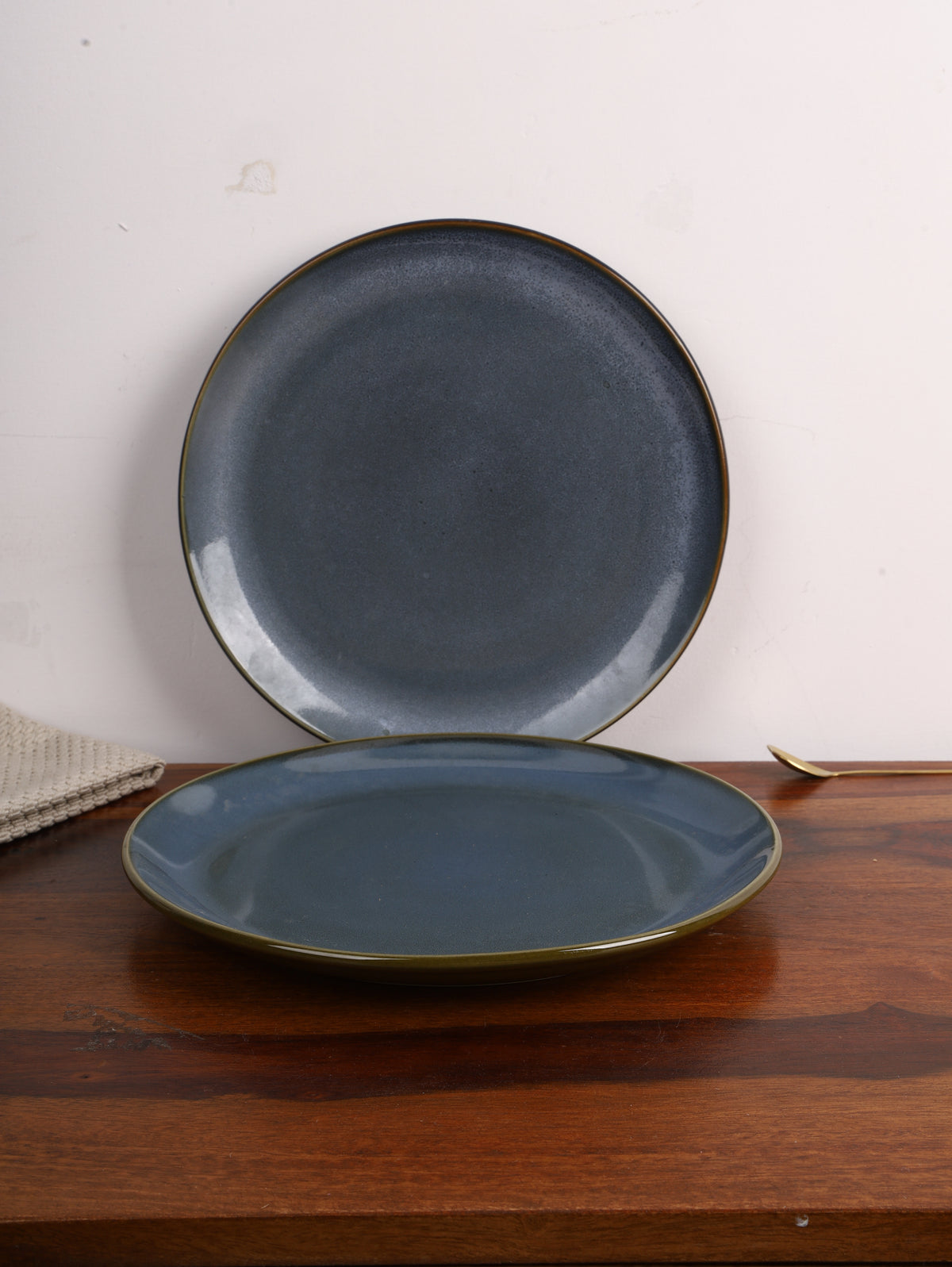 Studio Pottery Ceramic Dinner Plate Set of 2
