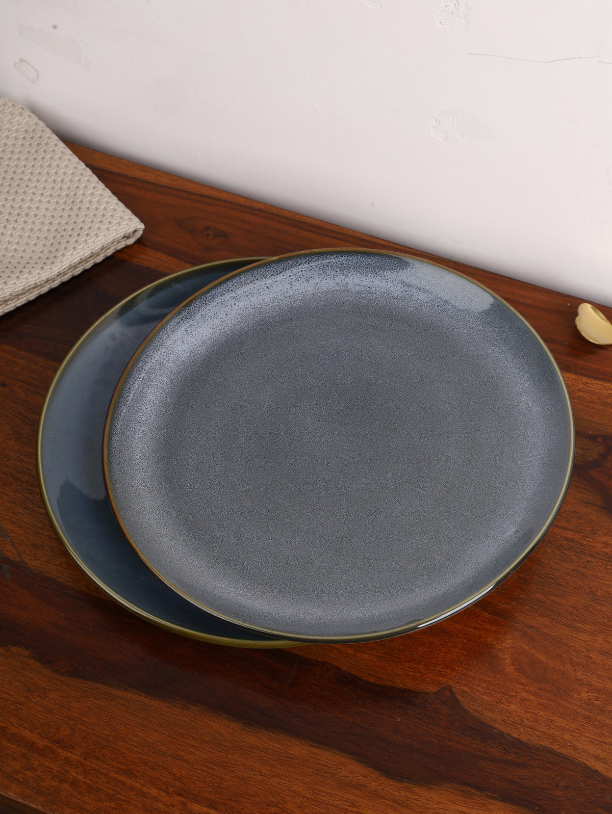 Studio Pottery Ceramic Dinner Plate Set of 2