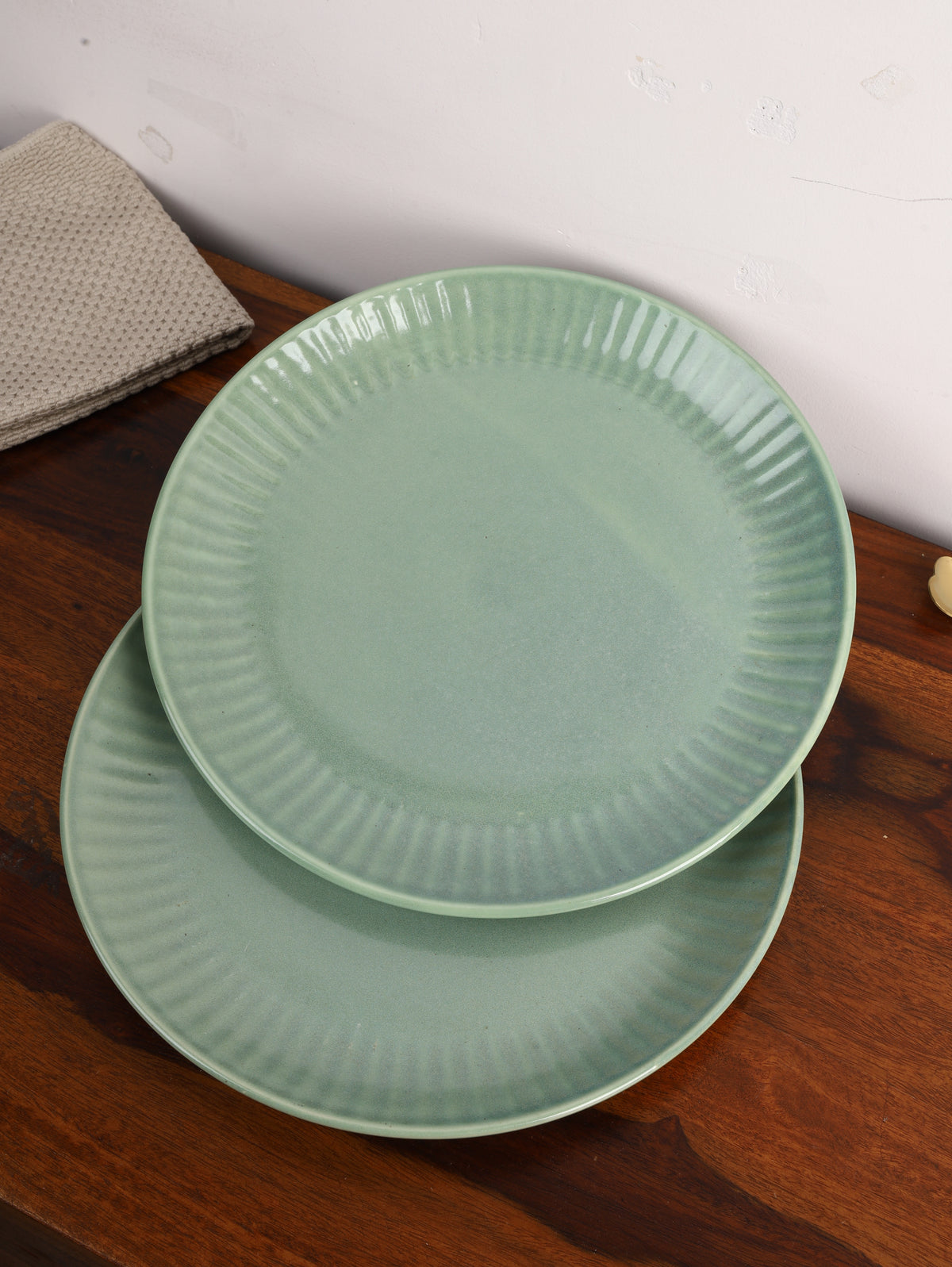 Studio Pottery Ceramic Dinner Plate Set of 2