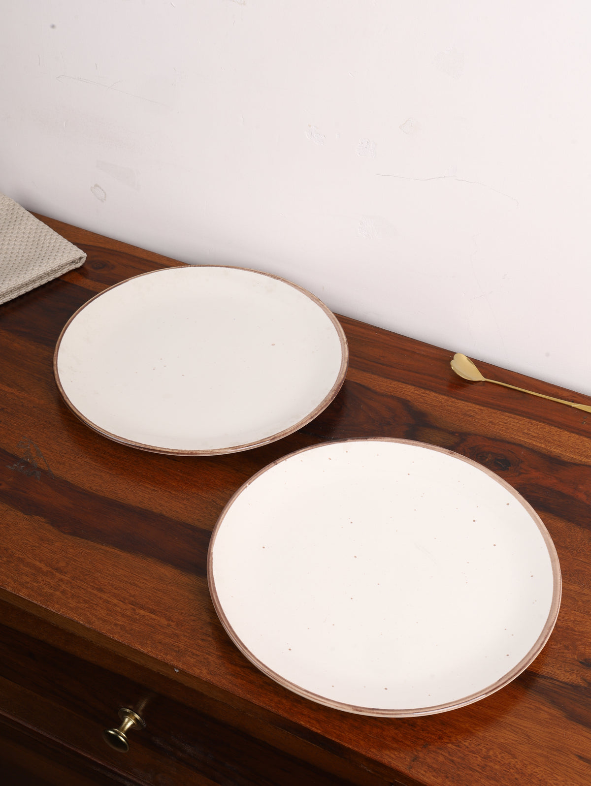 Studio Pottery Ceramic Dinner Plate Set of 2