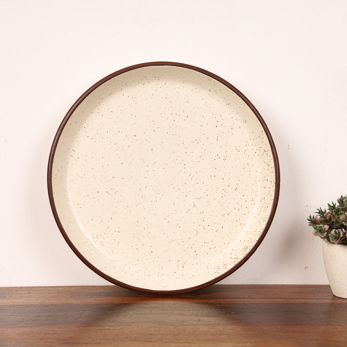 Cream Grainy ceramic dinner plate