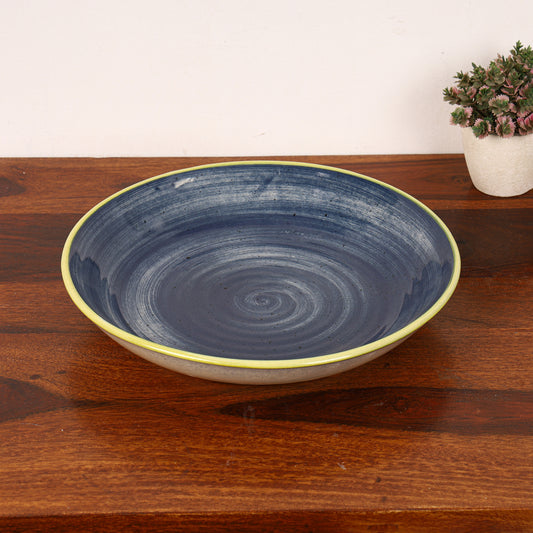 Blue swirl pasta plate