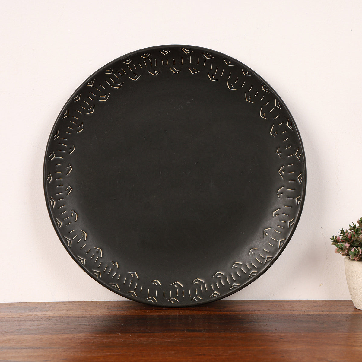 Black  boho dinner plate