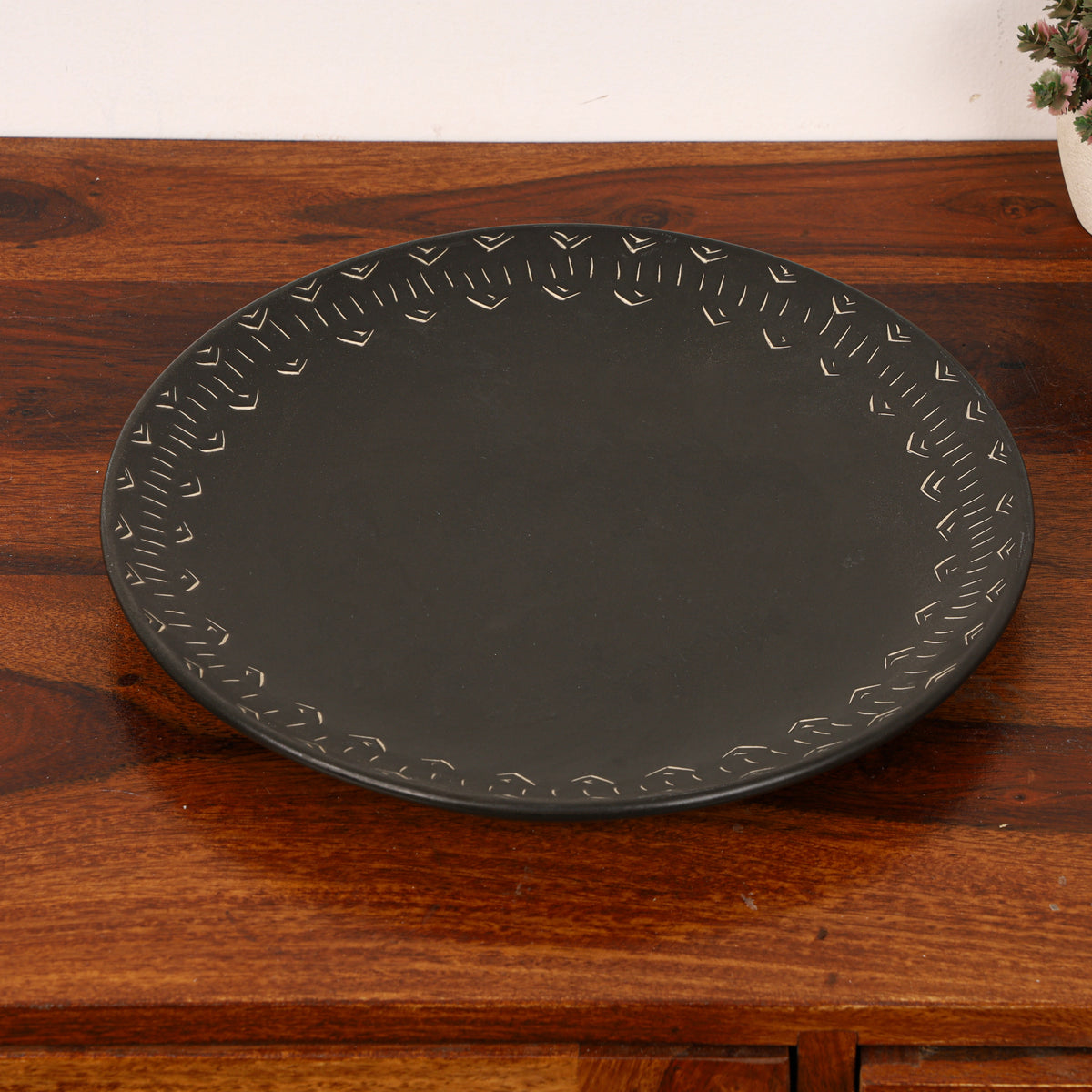 Black  boho dinner plate