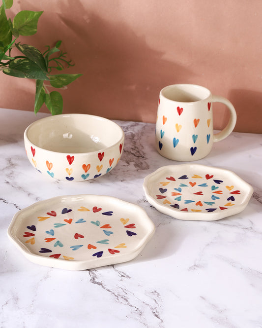 Rainbow Ceramic breakfast set 4 Pcs ( Microwave Safe )