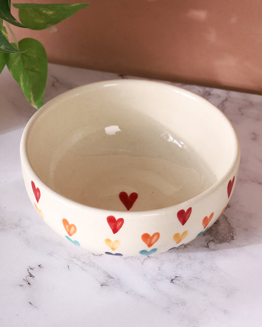 Rainbow heart cozy bowl