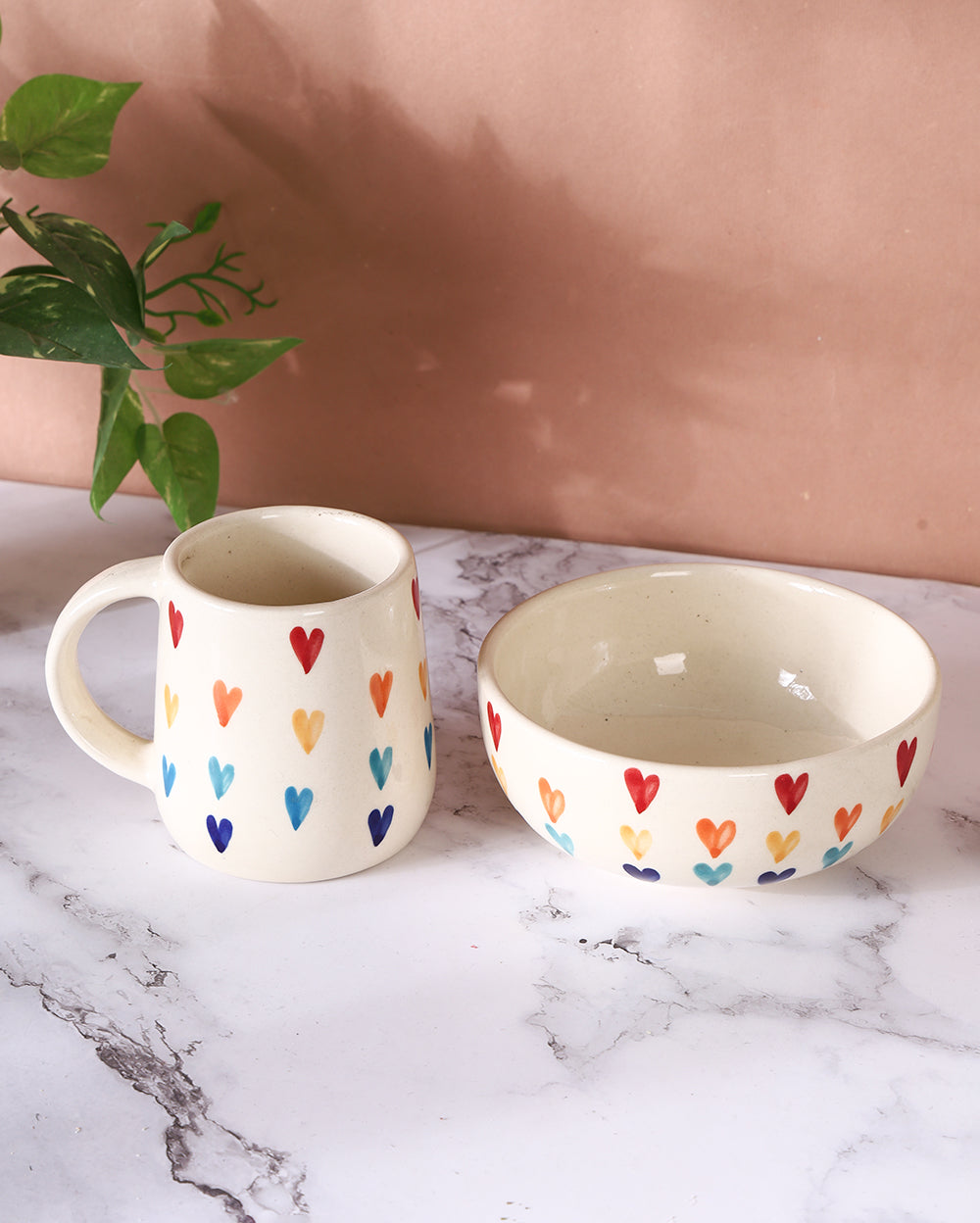 Rainbow Ceramic breakfast set 4 Pcs ( Microwave Safe )