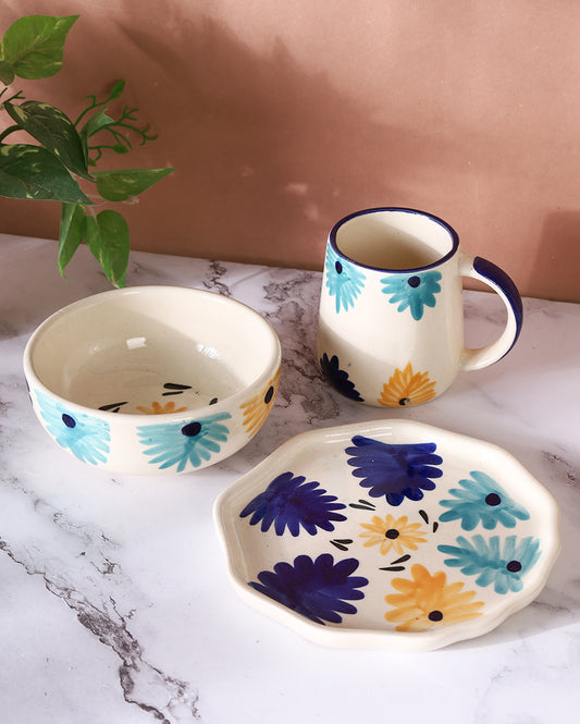 Hazy daisy  Ceramic breakfast set 4 Pcs ( Microwave Safe )