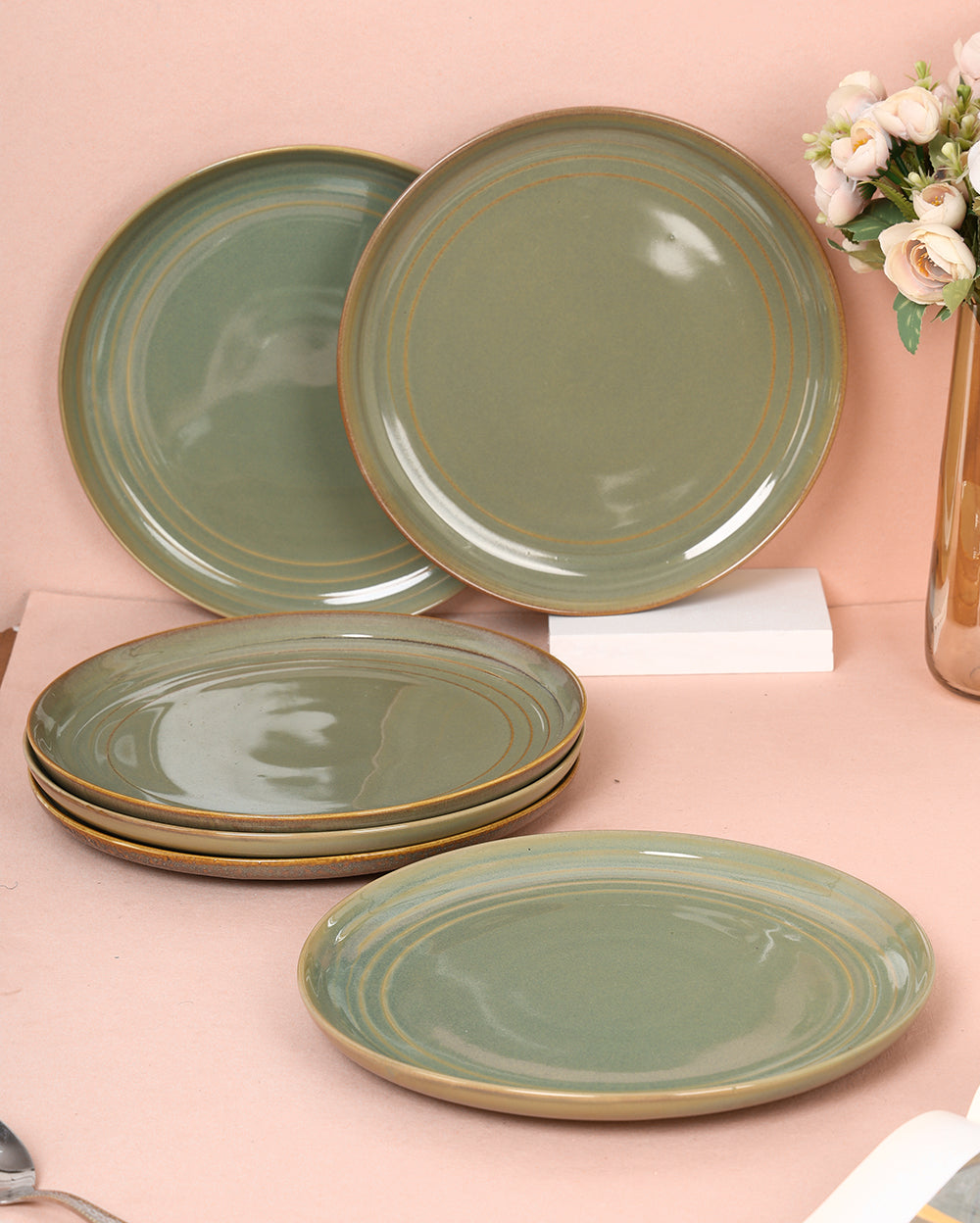Porcelain Ceramic 6 Dinner Plate Set Microwave Safe