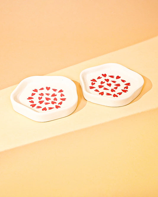 Heart dessert plate Set of 2 Microwave Safe