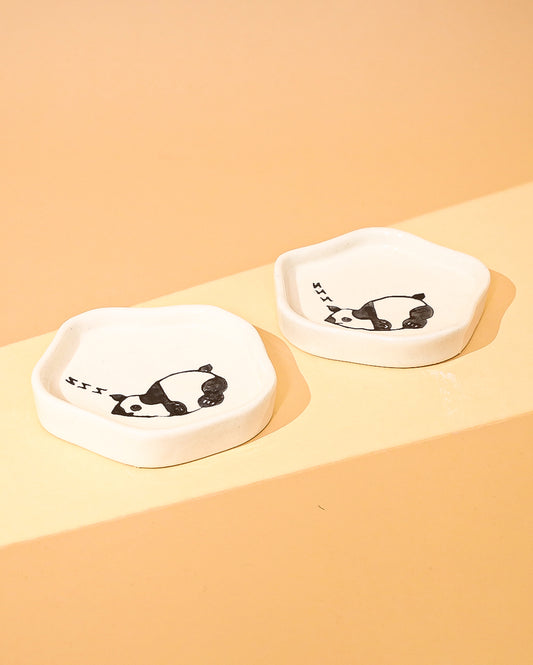 Small Ceramic panda dessert plate Set of 2 - 4.8 inch