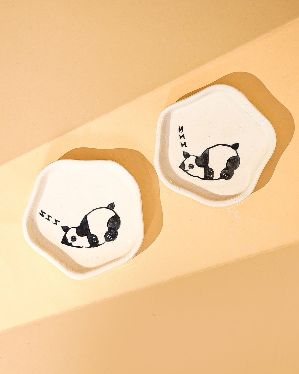 Small Ceramic panda dessert plate Set of 2 - 4.8 inch