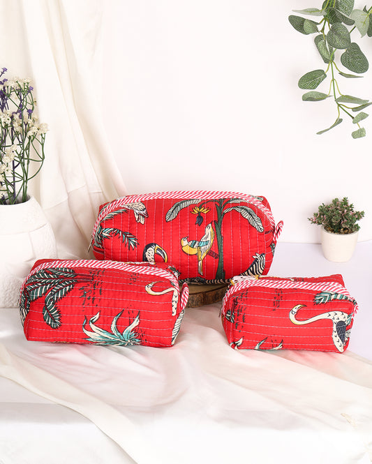 Cherry zebra travel pouch (set of 3)
