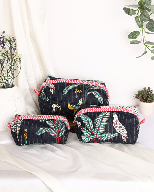 Blue leopard travel pouch (set of 3)