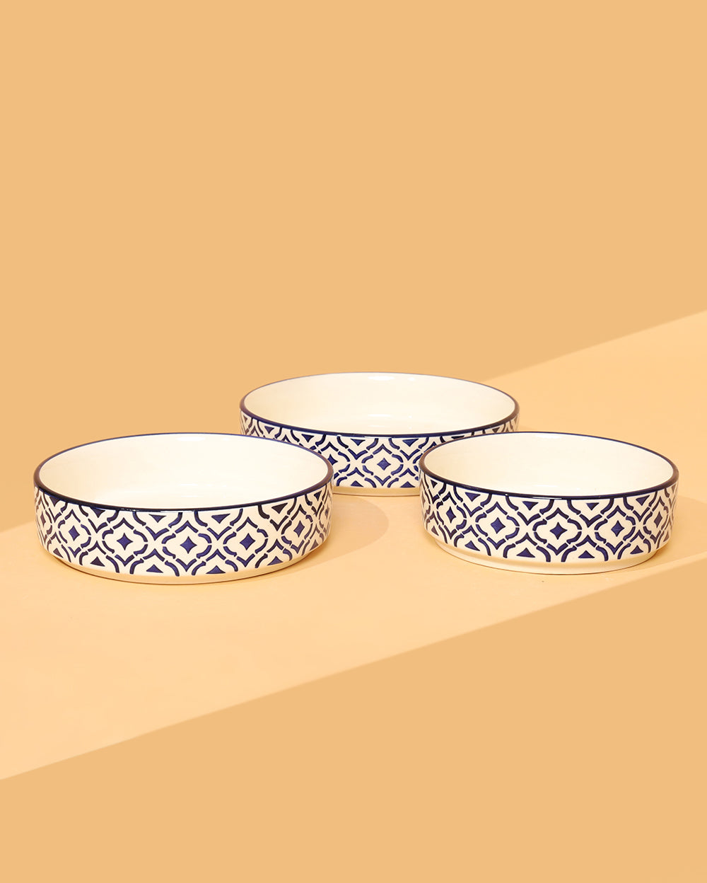 Neel flat bowls Set of 3 ( Microwave Safe)